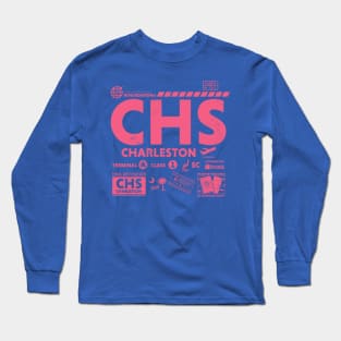 Vintage Charleston CHS Airport Code Travel Day Retro Travel Tag Long Sleeve T-Shirt